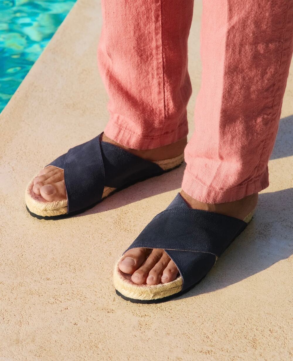 MANEBI Suede Crossed Bands Sandals Hamptons Espadrilles  EU 39 US 9 NEW Coastal